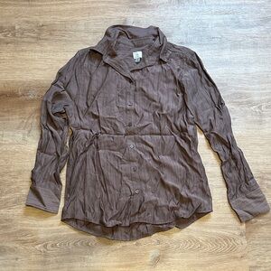 a new day Taupe Button-Up Blouse
